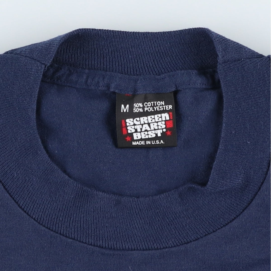 90'S Screen Stars Best Printed T-Shirt, Made in USA, Men's Size Medium, Vintage cotton navy blue type Vintage Second Hand