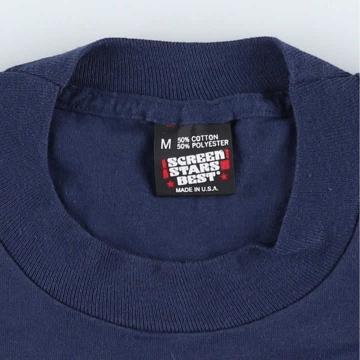 90'S Screen Stars Best Printed T-Shirt, Made in USA, Men's Size Medium, Vintage cotton navy blue type Vintage Second Hand