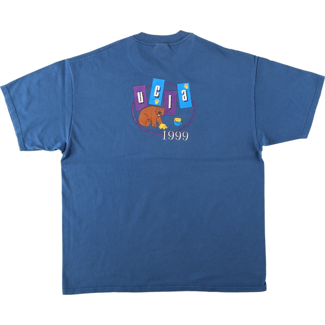 Vintage 90'S Hanes BEEFY-T Printed T-Shirt, Men's Size XL cotton blue type Vintage Second Hand