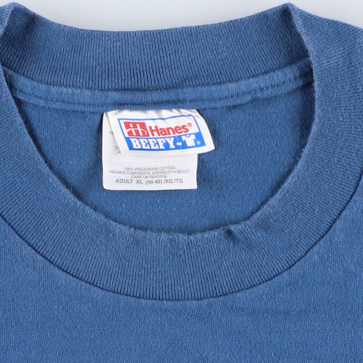 Vintage 90'S Hanes BEEFY-T Printed T-Shirt, Men's Size XL cotton blue type Vintage Second Hand