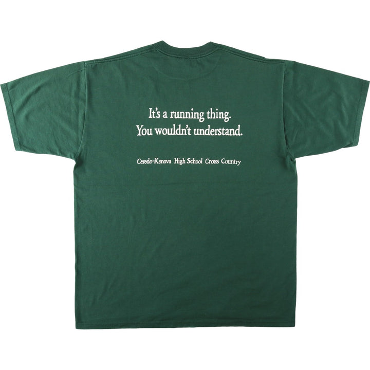 Jerzees Printed T-shirt Made in USA Men's XL size cotton Green type dark green Vintage Second Hand