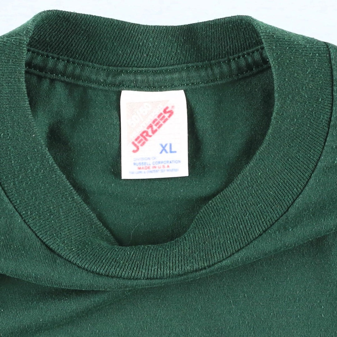 Jerzees Printed T-shirt Made in USA Men's XL size cotton Green type dark green Vintage Second Hand
