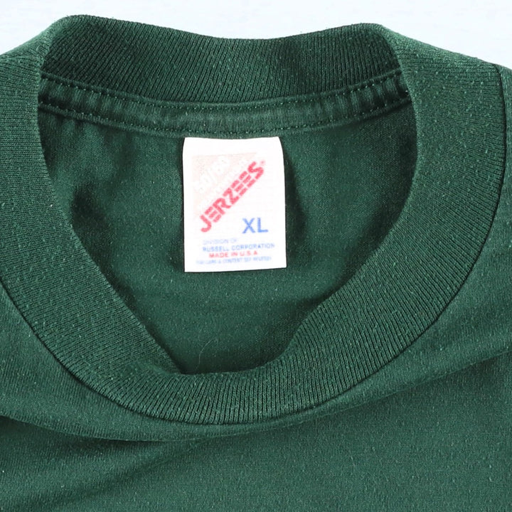 Jerzees Printed T-shirt Made in USA Men's XL size cotton Green type dark green Vintage Second Hand