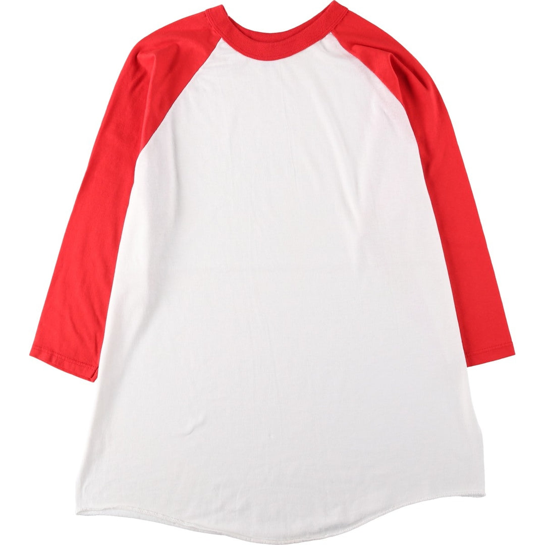 80s-90'S Russell 3/4 Sleeve Raglan T-Shirt, Made in USA, Men's XL equivalent, Vintage cotton white type Vintage Second Hand