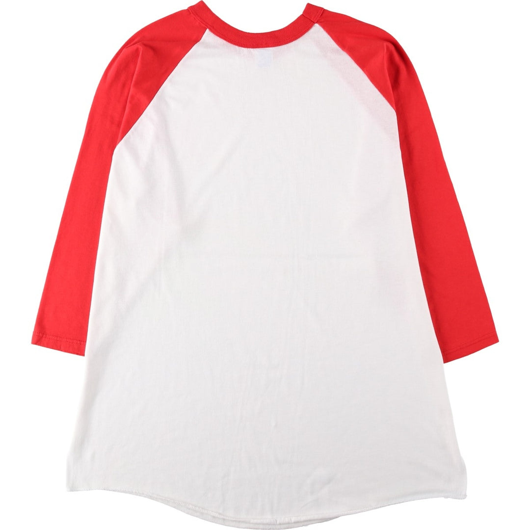 80s-90'S Russell 3/4 Sleeve Raglan T-Shirt, Made in USA, Men's XL equivalent, Vintage cotton white type Vintage Second Hand