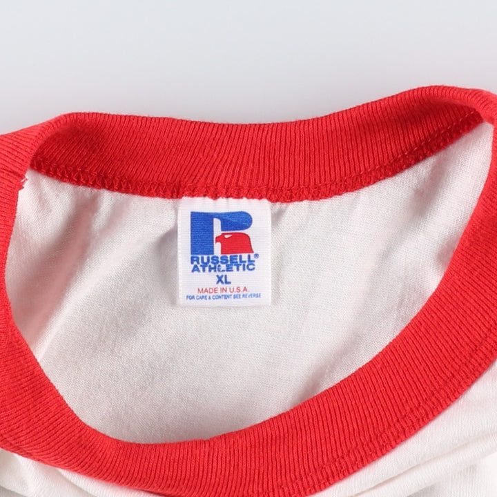 80s-90'S Russell 3/4 Sleeve Raglan T-Shirt, Made in USA, Men's XL equivalent, Vintage cotton white type Vintage Second Hand