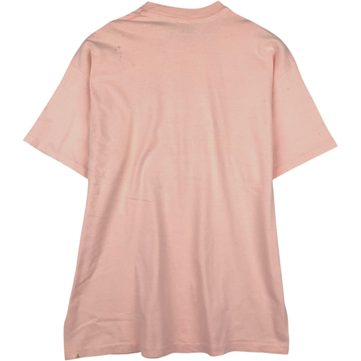 Vintage 80'S Hanes BEEFY-T Blue Tag Printed T-Shirt Made in USA Men's XL cotton pink type Vintage Second Hand