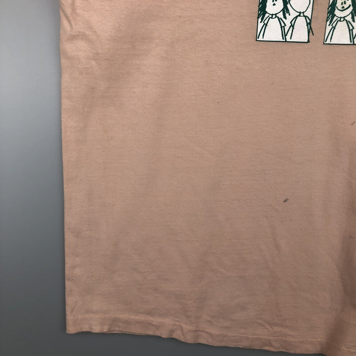 Vintage 80'S Hanes BEEFY-T Blue Tag Printed T-Shirt Made in USA Men's XL cotton pink type Vintage Second Hand