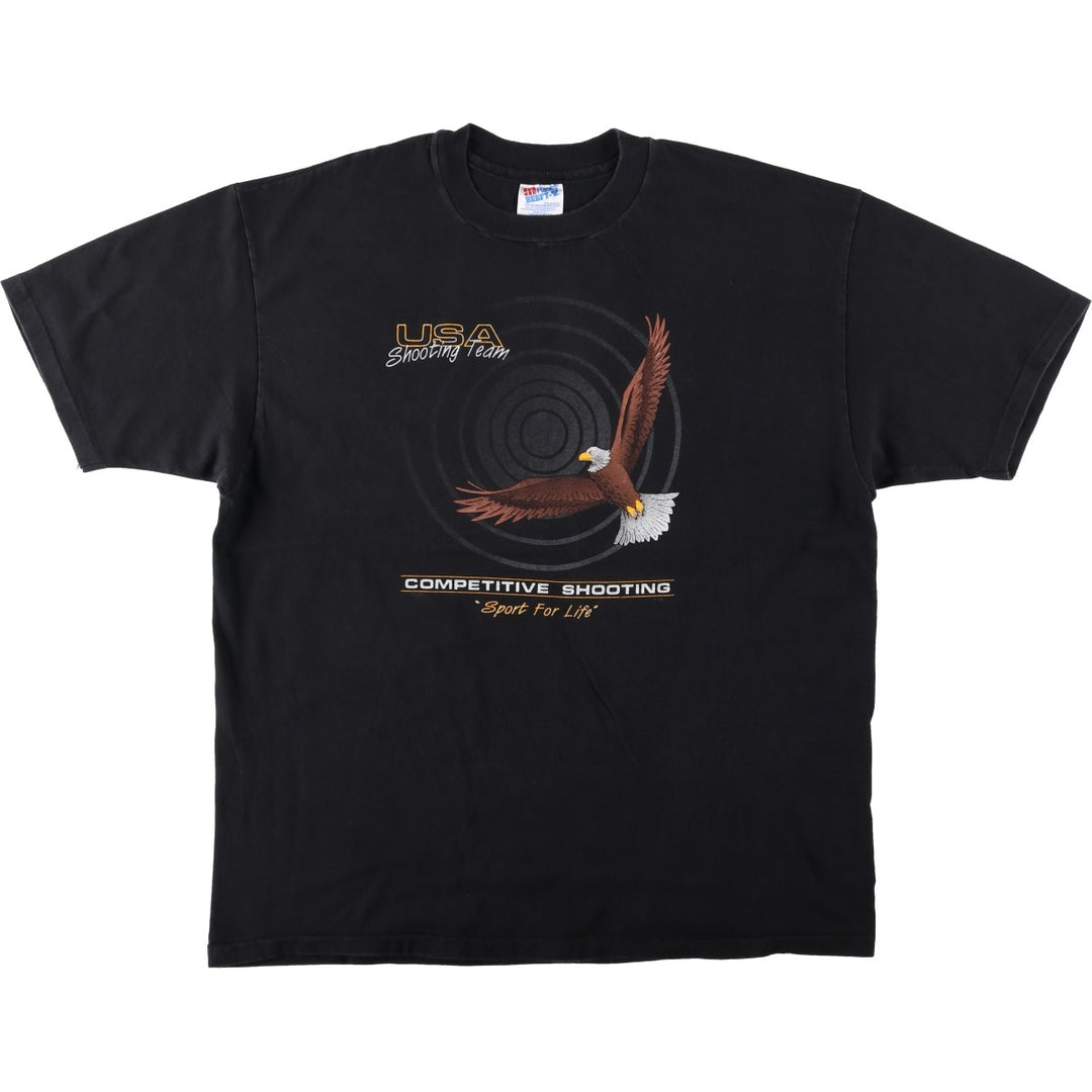 90'S Hanes BEEFY-T Eagle Pattern Print T-Shirt, Made in USA, Men's XL (approx.), Vintage cotton black type Vintage Second Hand