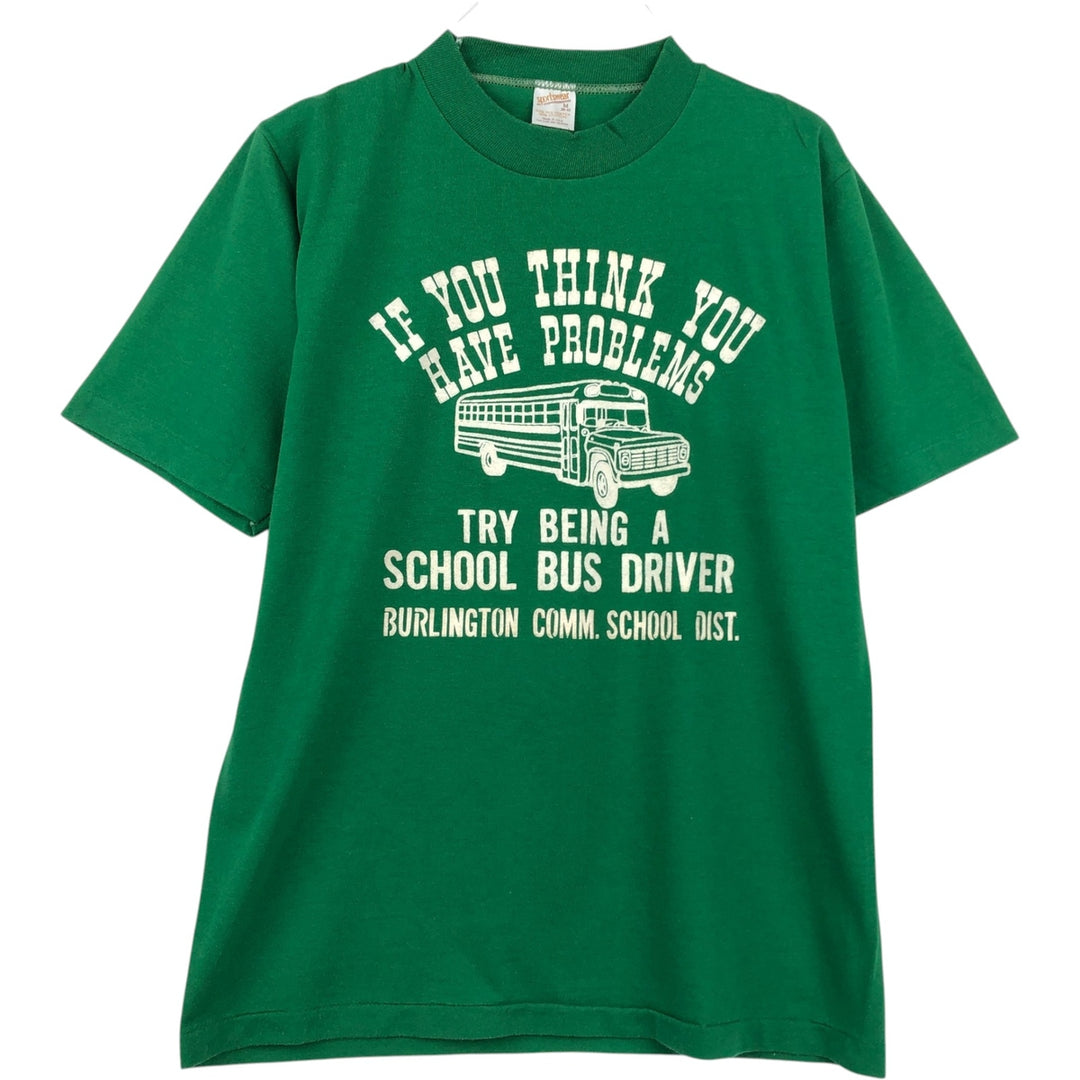 80'S Sportswear Print T-Shirt, Made in USA, Men's Size M (Equivalent), Vintage cotton green type Vintage Second Hand