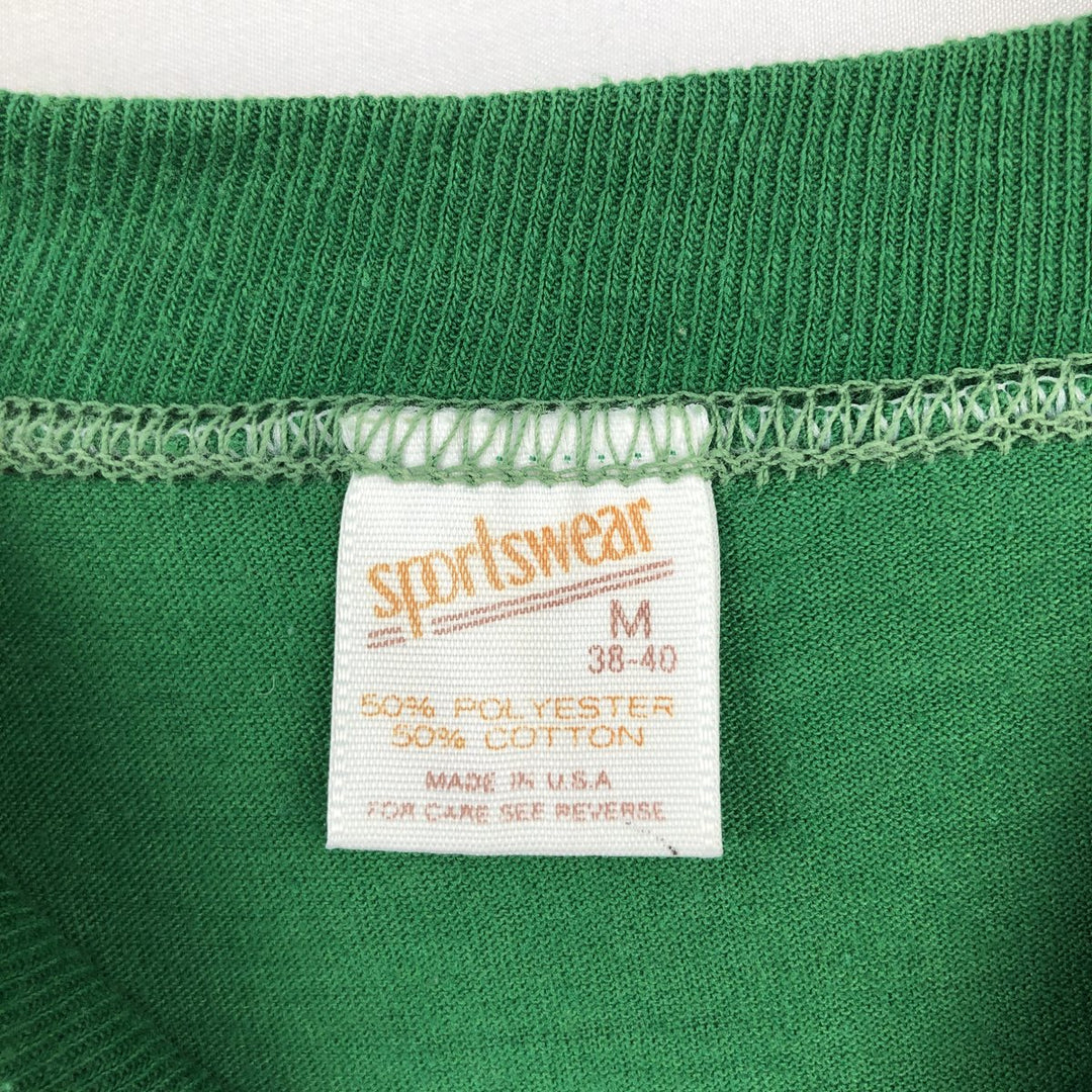 80'S Sportswear Print T-Shirt, Made in USA, Men's Size M (Equivalent), Vintage cotton green type Vintage Second Hand