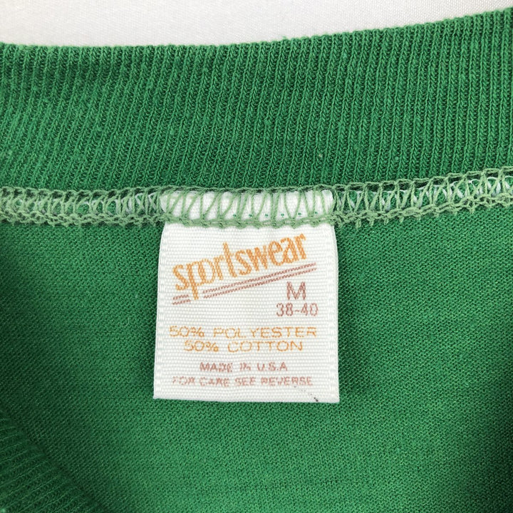 80'S Sportswear Print T-Shirt, Made in USA, Men's Size M (Equivalent), Vintage cotton green type Vintage Second Hand