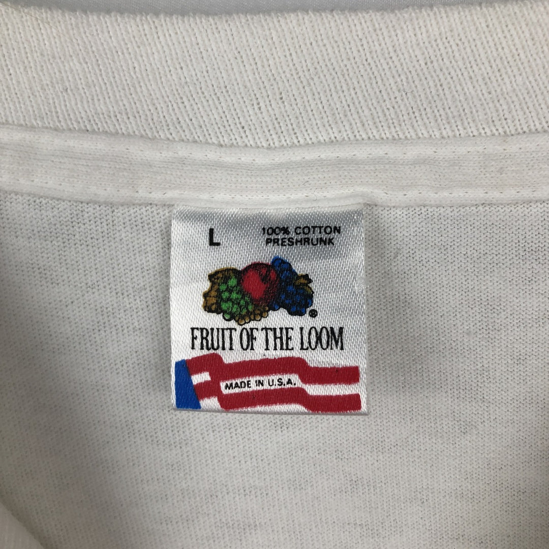 Fruit of the Loom Animal Pattern Print T-Shirt, Made in USA, Men's Size L (Equivalent), Vintage cotton white type Vintage Second Hand