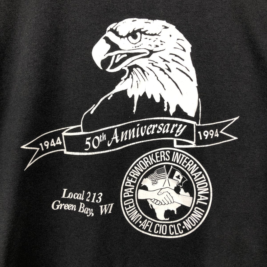 90'S Fruit of the Loom Best Eagle Pattern Print T-Shirt, Made in USA, Men's Size L (approx.), Vintage cotton black type Vintage Second Hand