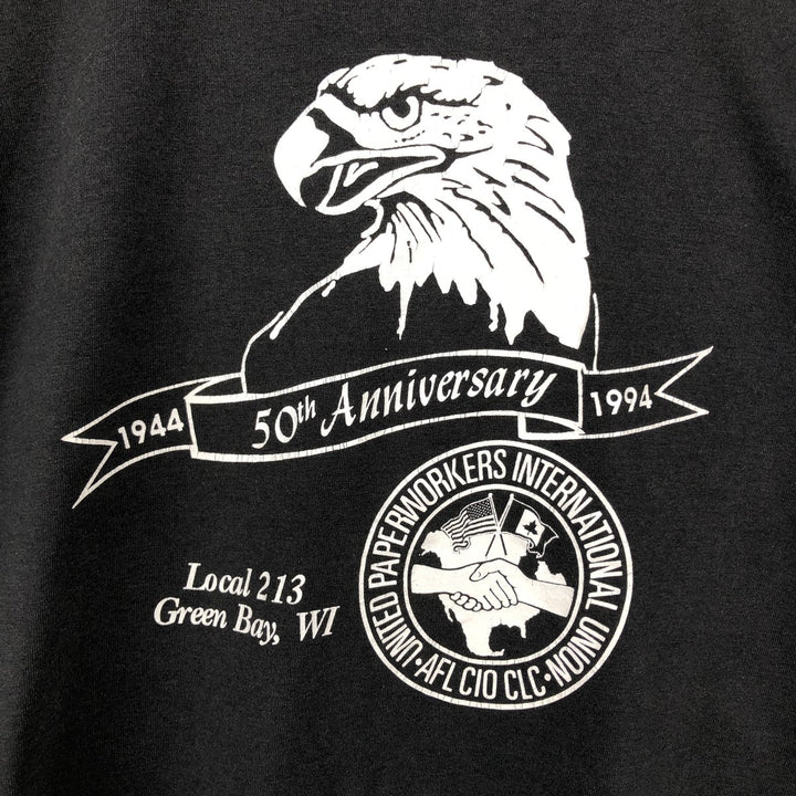 90'S Fruit of the Loom Best Eagle Pattern Print T-Shirt, Made in USA, Men's Size L (approx.), Vintage cotton black type Vintage Second Hand