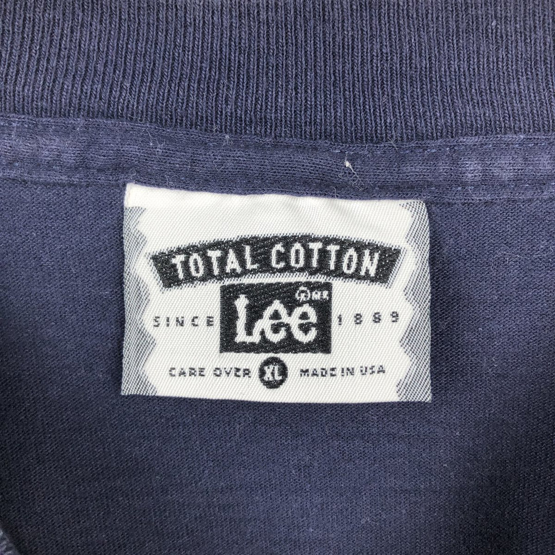 90'S Lee Print T-Shirt, Made in USA, Men's XL equivalent, Vintage cotton navy blue type Vintage Second Hand