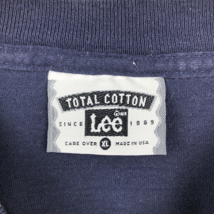 90'S Lee Print T-Shirt, Made in USA, Men's XL equivalent, Vintage cotton navy blue type Vintage Second Hand