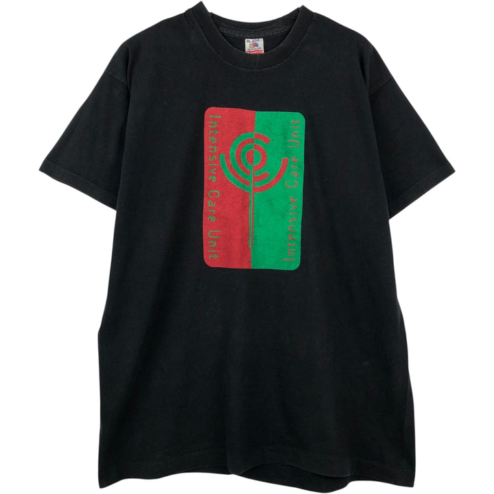 90'S Fruit of the Loom printed T-shirt, made in the USA, men's XL size, vintage cotton black type Vintage Second Hand