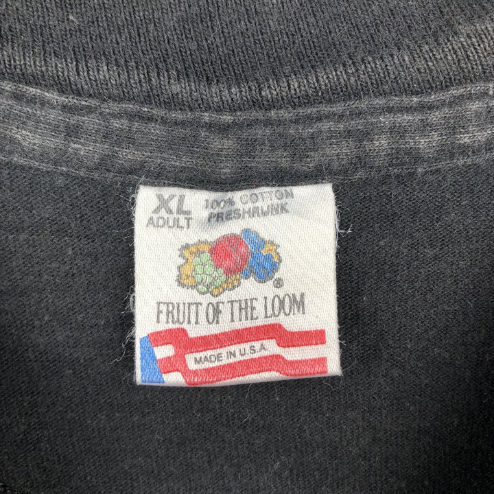 90'S Fruit of the Loom printed T-shirt, made in the USA, men's XL size, vintage cotton black type Vintage Second Hand