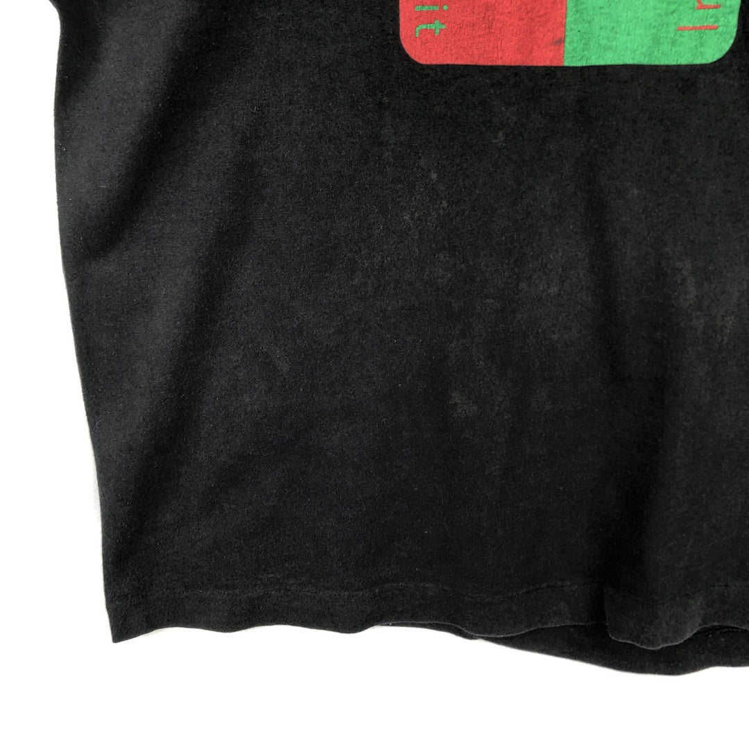 90'S Fruit of the Loom printed T-shirt, made in the USA, men's XL size, vintage cotton black type Vintage Second Hand