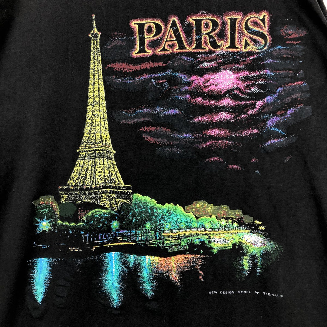 Printed T-shirt, men's size XL cotton black type Vintage Second Hand