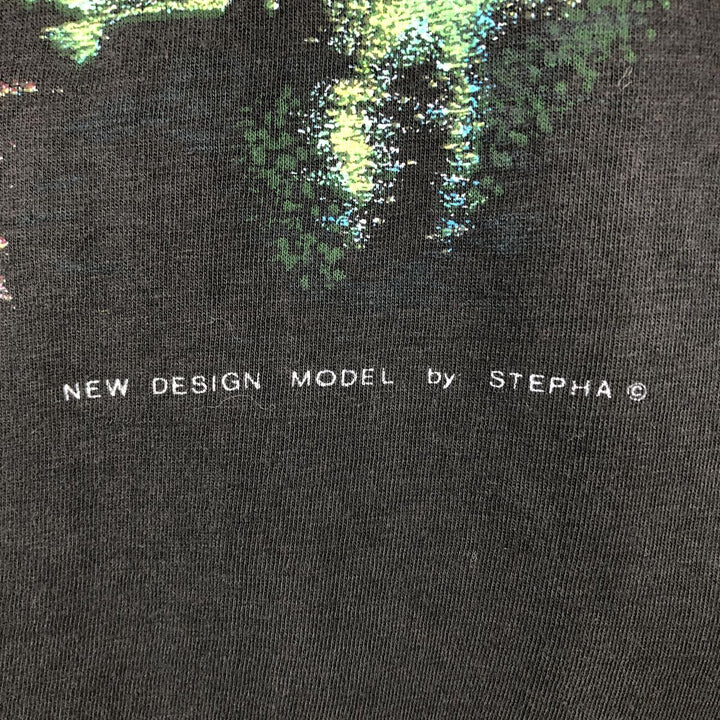 Printed T-shirt, men's size XL cotton black type Vintage Second Hand