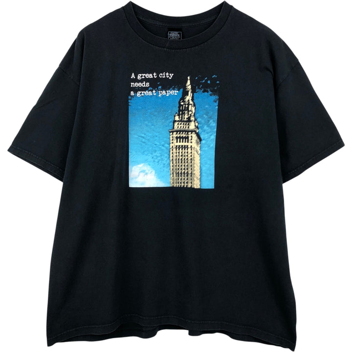 CLASSIC PLATINUM Printed T-Shirt, Made in USA, Men's XXL equivalent, Double-sided print cotton black type Vintage Second Hand