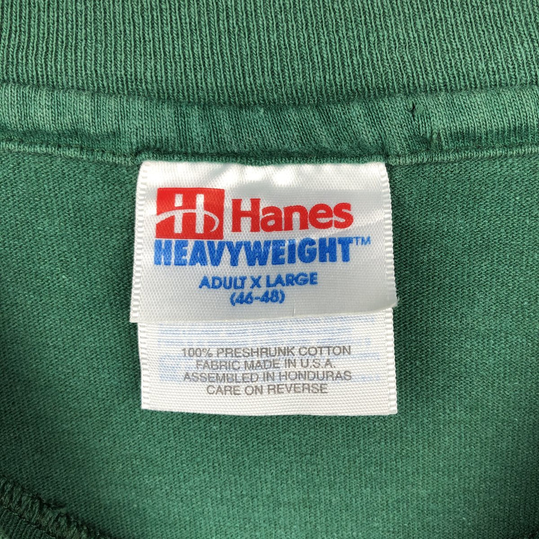 90'S Hanes Heavyweight Printed T-shirt Made in USA Men's XL Vintage cotton green type Vintage Second Hand