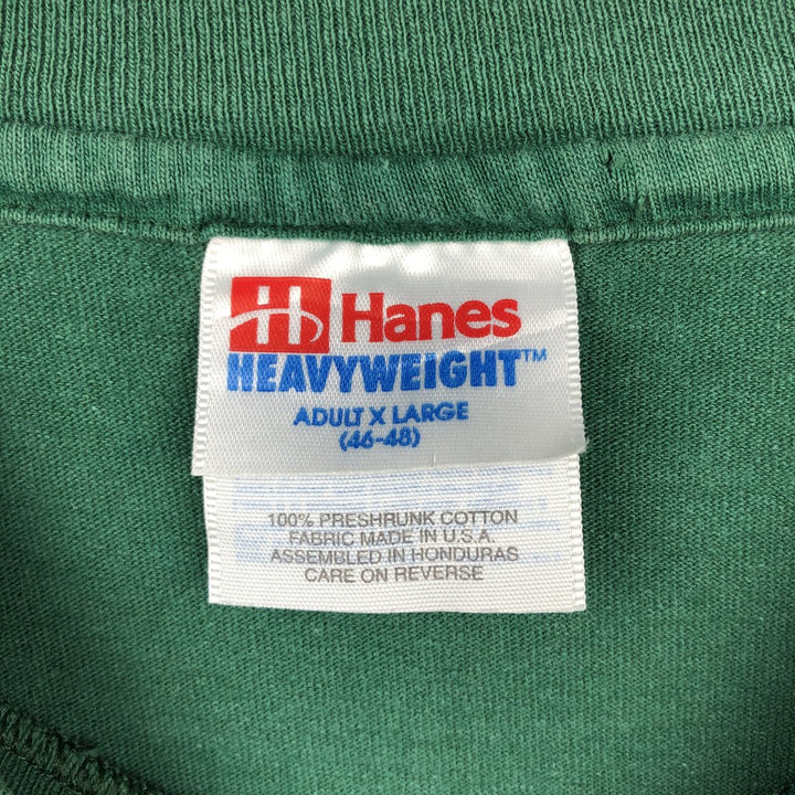 90'S Hanes Heavyweight Printed T-shirt Made in USA Men's XL Vintage cotton green type Vintage Second Hand