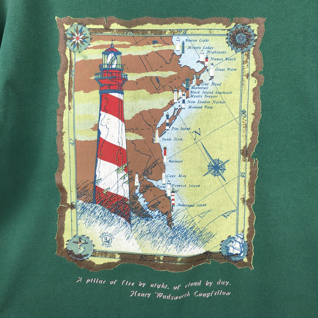 90'S Hanes Heavyweight Printed T-shirt Made in USA Men's XL Vintage cotton green type Vintage Second Hand