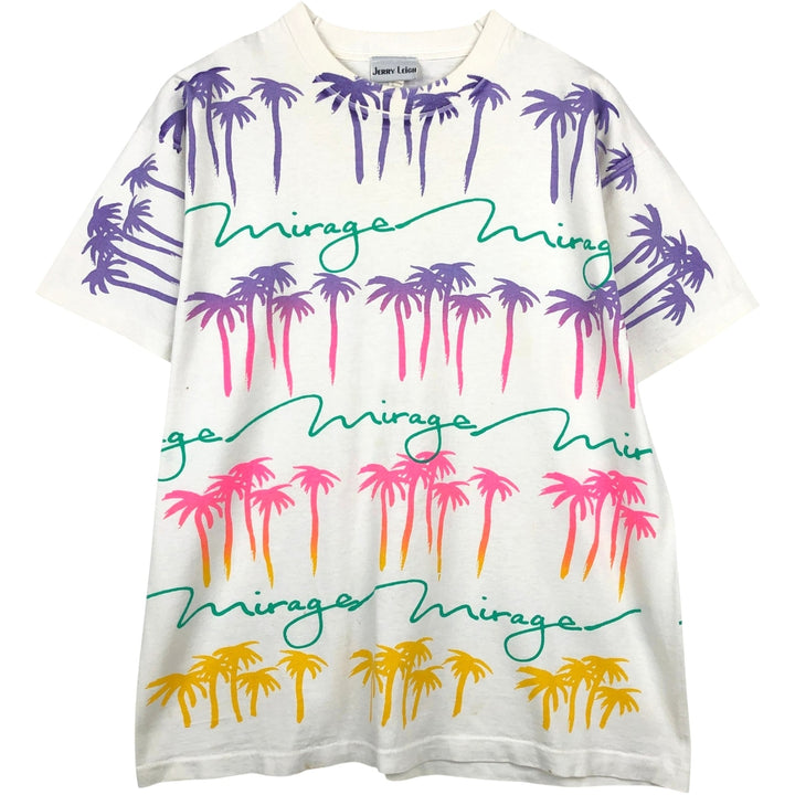 90'S Jerry Leigh All-Over Print T-Shirt, Made in USA, Men's XL (approx.), Vintage cotton white type Vintage Second Hand