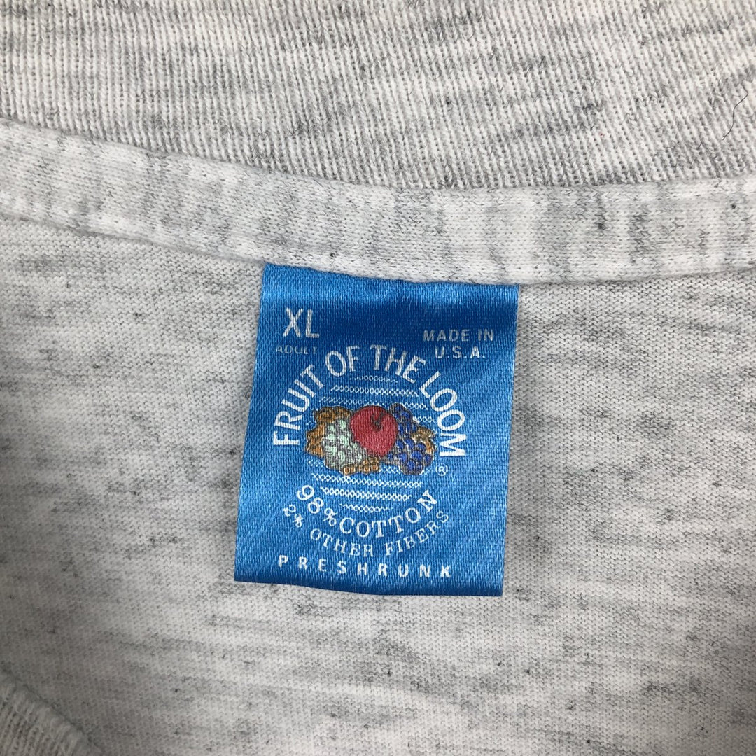 90'S Fruit of the Loom print T-shirt, Made in USA, Men's XL cotton gray type Vintage Second Hand