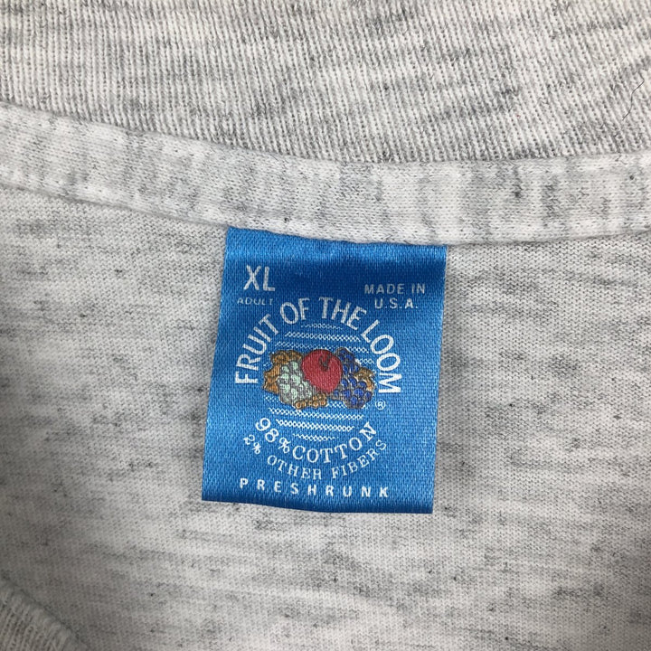 90'S Fruit of the Loom print T-shirt, Made in USA, Men's XL cotton gray type Vintage Second Hand