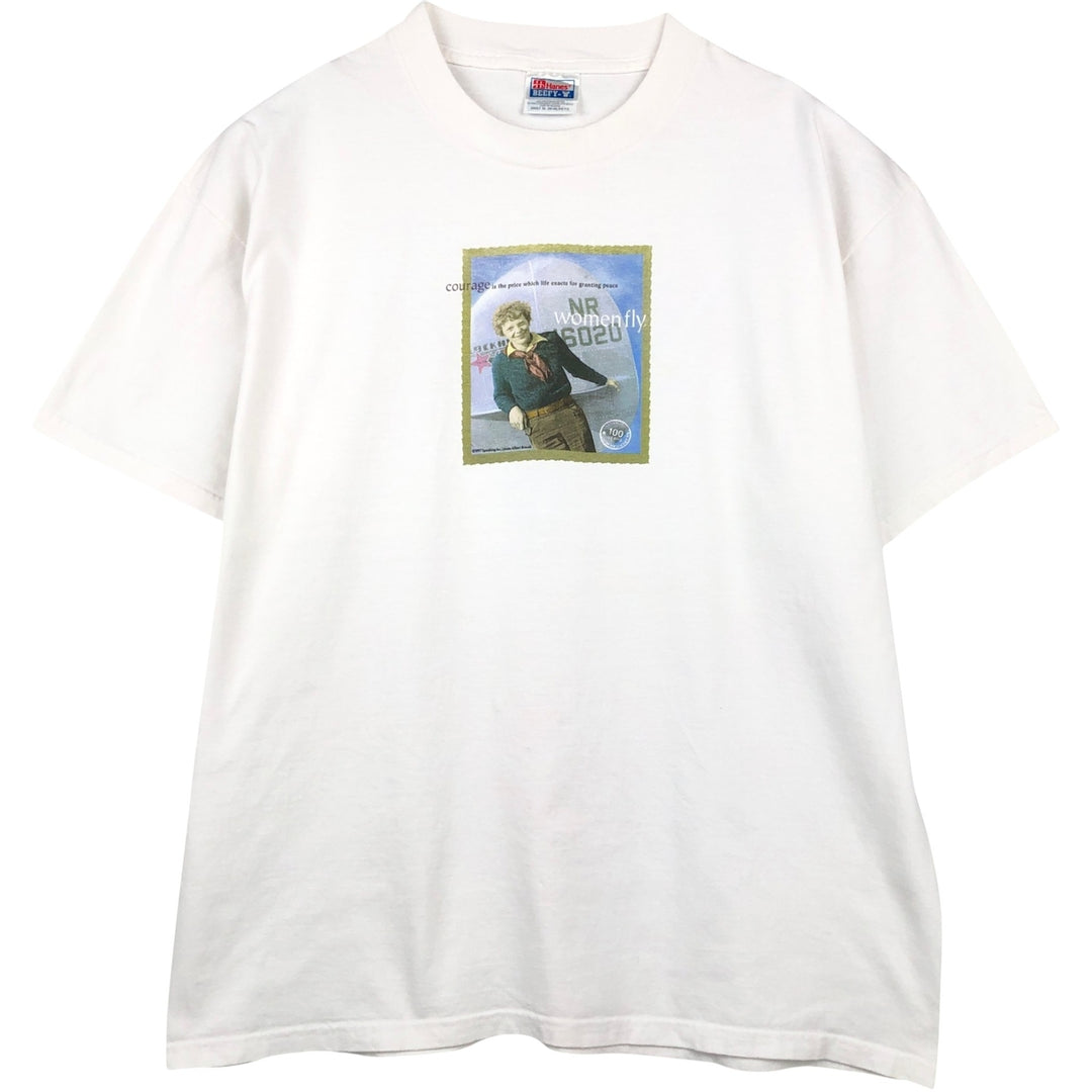 Vintage 90'S Hanes BEEFY-T Printed T-Shirt, Men's Size XL cotton white type Vintage Second Hand
