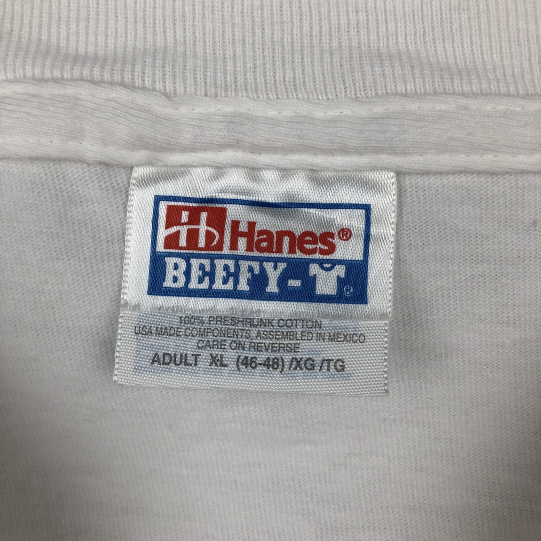 Vintage 90'S Hanes BEEFY-T Printed T-Shirt, Men's Size XL cotton white type Vintage Second Hand