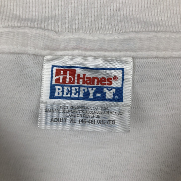 Vintage 90'S Hanes BEEFY-T Printed T-Shirt, Men's Size XL cotton white type Vintage Second Hand
