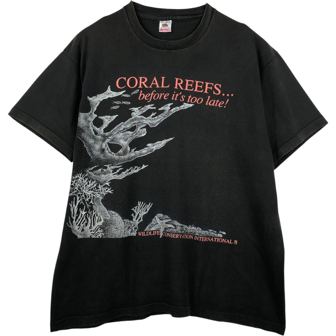 90'S Fruit of the Loom printed T-shirt, made in the USA, men's XXL, vintage cotton black type Vintage Second Hand