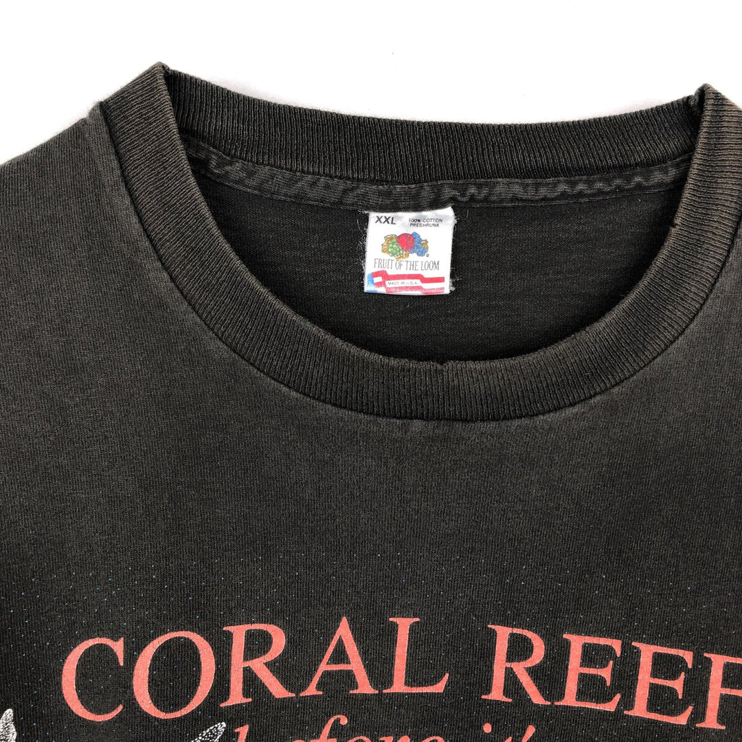 90'S Fruit of the Loom printed T-shirt, made in the USA, men's XXL, vintage cotton black type Vintage Second Hand