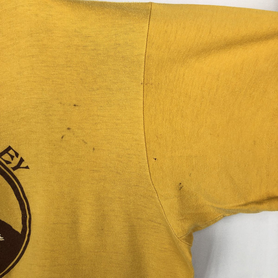 80'S Collegiate Pacific Print T-Shirt, Made in USA, Men's XL equivalent, Vintage cotton yellow type Vintage Second Hand