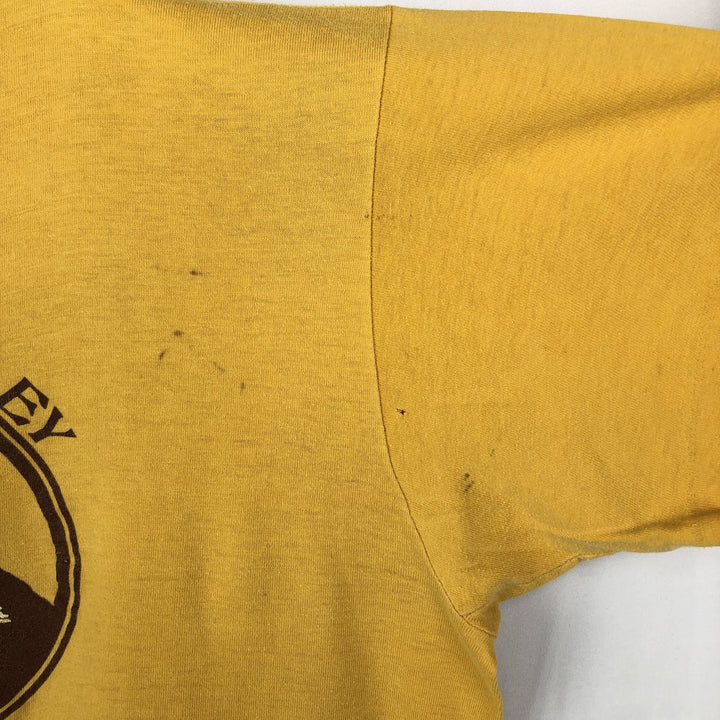 80'S Collegiate Pacific Print T-Shirt, Made in USA, Men's XL equivalent, Vintage cotton yellow type Vintage Second Hand