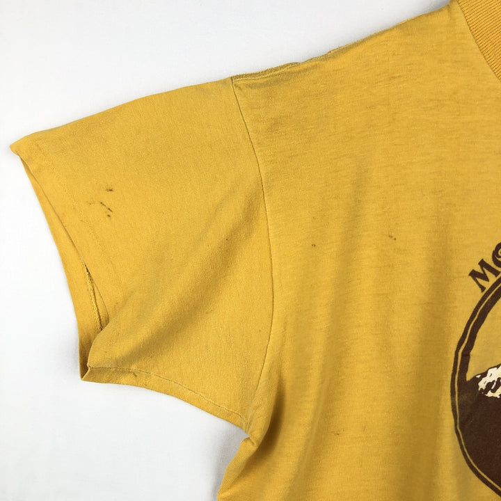 80'S Collegiate Pacific Print T-Shirt, Made in USA, Men's XL equivalent, Vintage cotton yellow type Vintage Second Hand