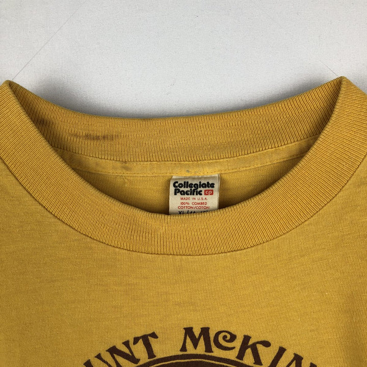 80'S Collegiate Pacific Print T-Shirt, Made in USA, Men's XL equivalent, Vintage cotton yellow type Vintage Second Hand