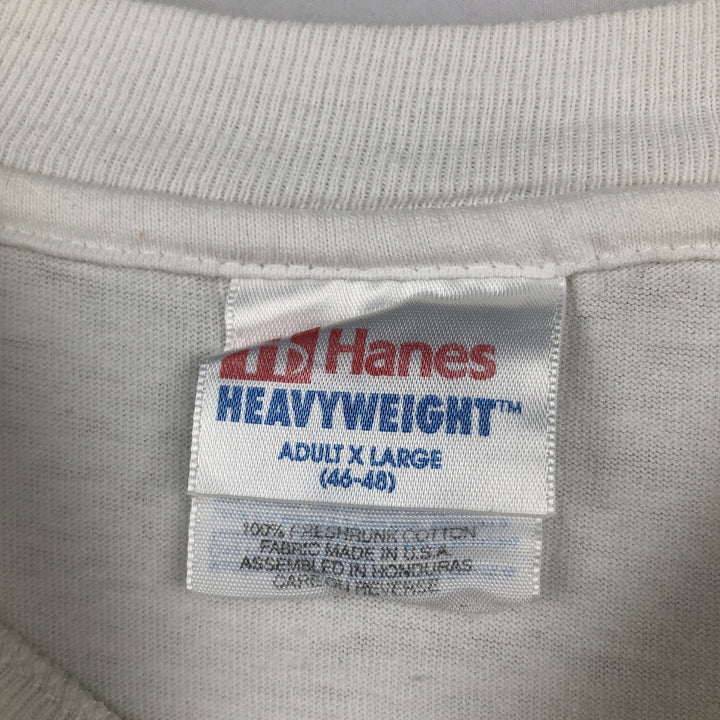 90'S Hanes Heavyweight Printed T-shirt Made in USA Men's XL Vintage cotton white type Vintage Second Hand