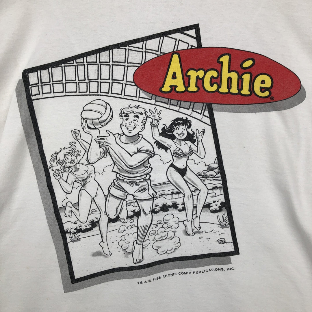 90'S Hanes Heavyweight Printed T-shirt Made in USA Men's XL Vintage cotton white type Vintage Second Hand