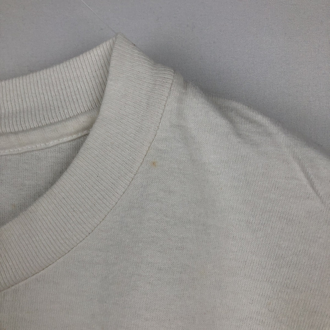 90'S Hanes Heavyweight Printed T-shirt Made in USA Men's XL Vintage cotton white type Vintage Second Hand