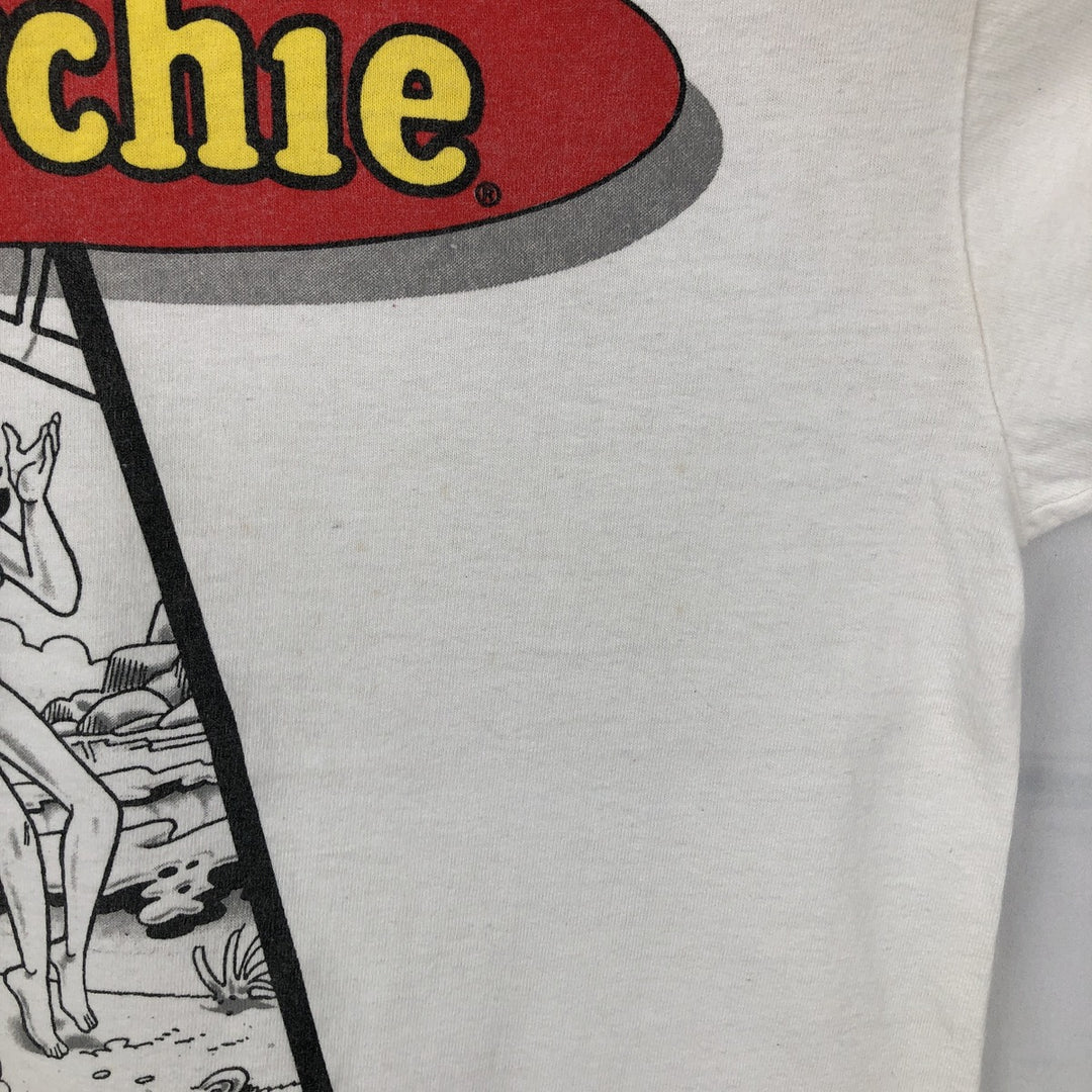 90'S Hanes Heavyweight Printed T-shirt Made in USA Men's XL Vintage cotton white type Vintage Second Hand