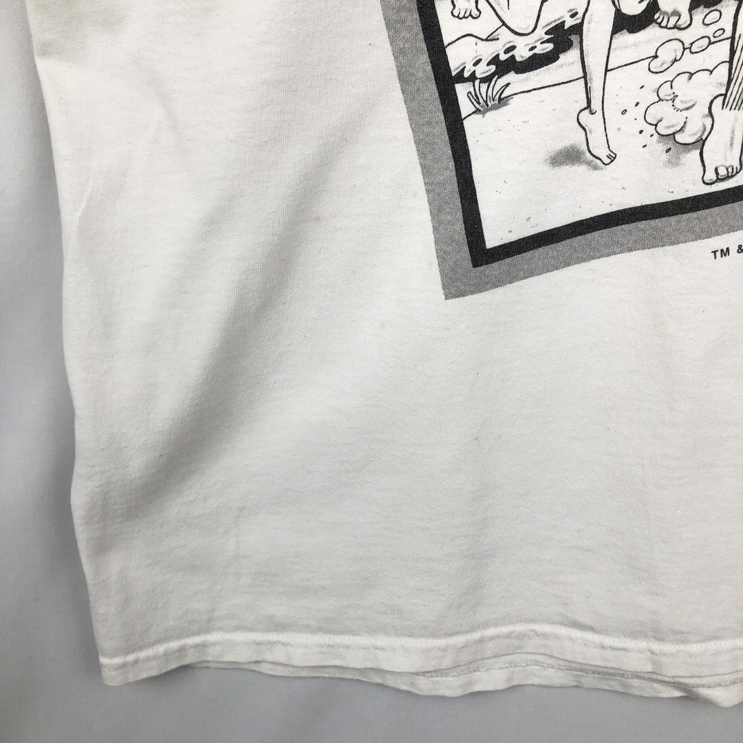 90'S Hanes Heavyweight Printed T-shirt Made in USA Men's XL Vintage cotton white type Vintage Second Hand