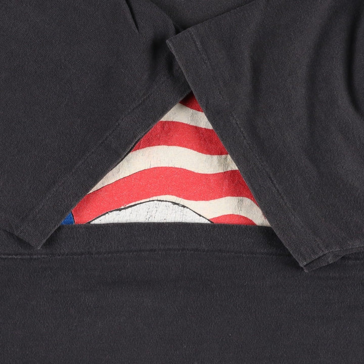 90'S ONEITA POWER-T Eagle Pattern Stars and Stripes Print T-Shirt, Made in USA, Men's XL equivalent, Vintage cotton Charcoal Vintage Second Hand