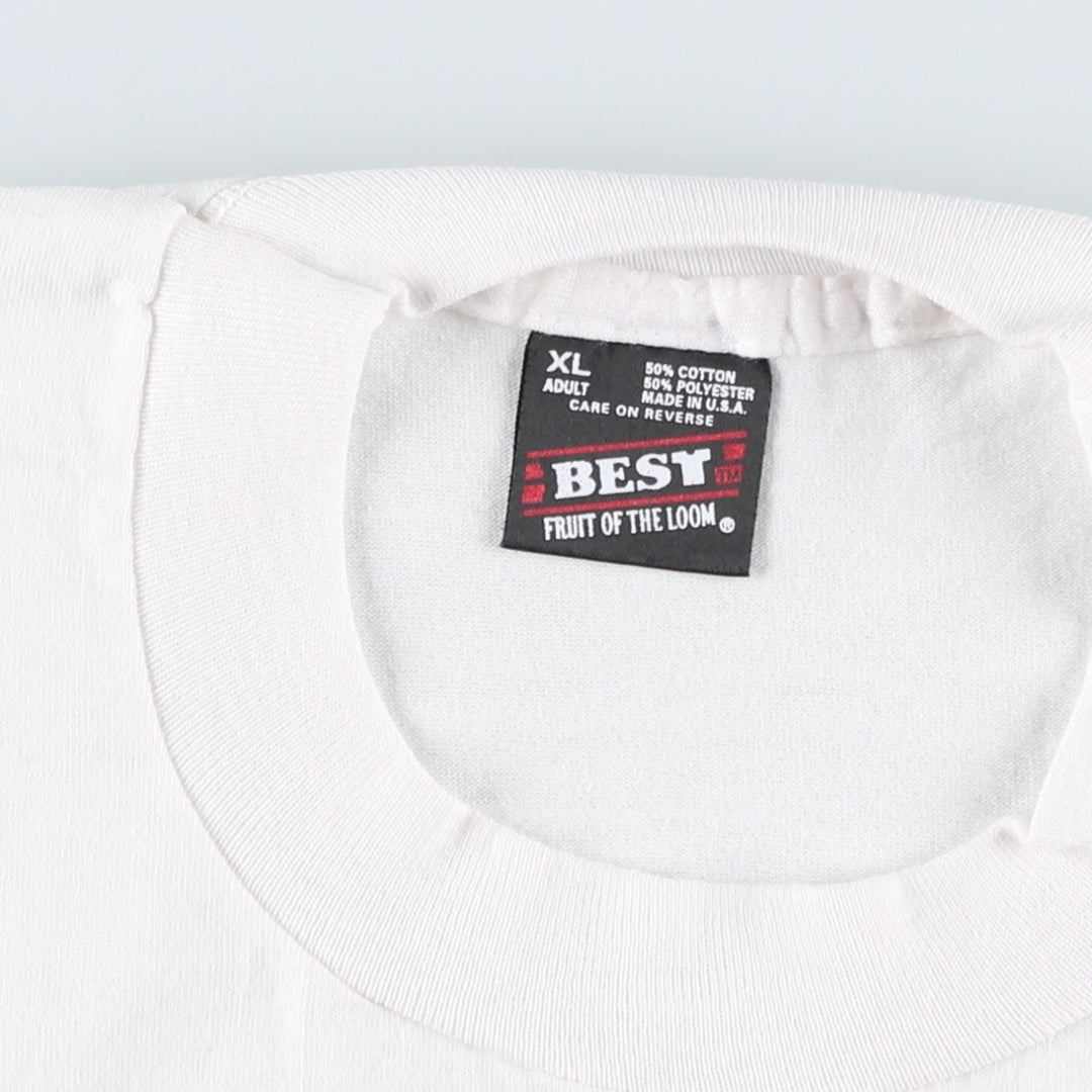 90'S Fruit of the Loom Best Printed T-shirt, Made in USA, Men's XL, Vintage cotton white type Vintage Second Hand