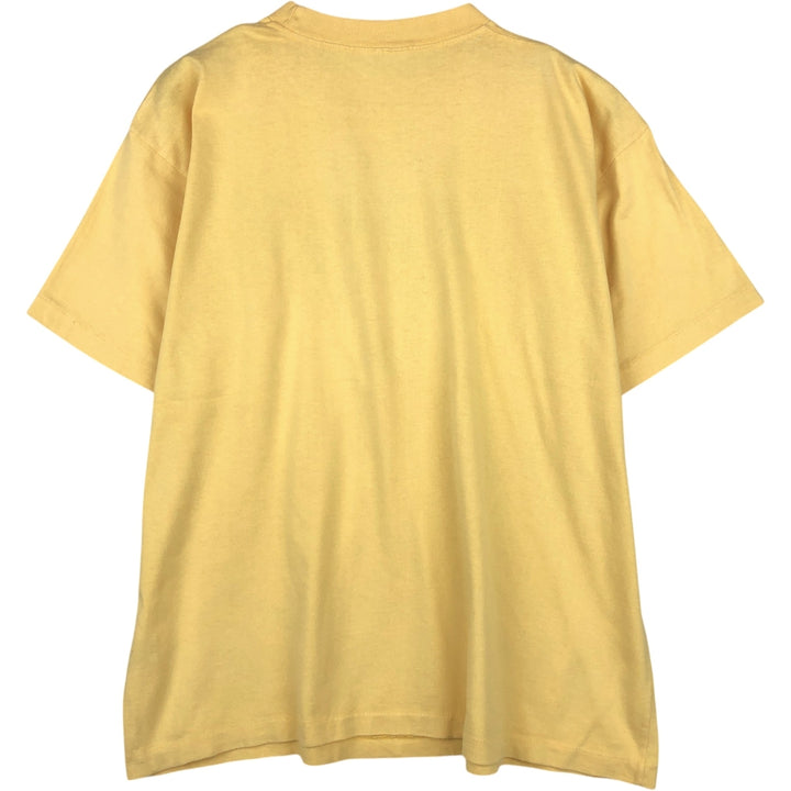 90'S style printed T-shirt, men's size XL. cotton yellow type Vintage Second Hand